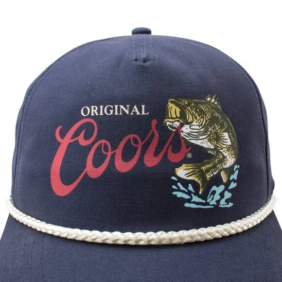 Coors Cappy Navy Blue Hunting/Fishing Rope Hat Fish Print Snapback - Picture 2 of 5